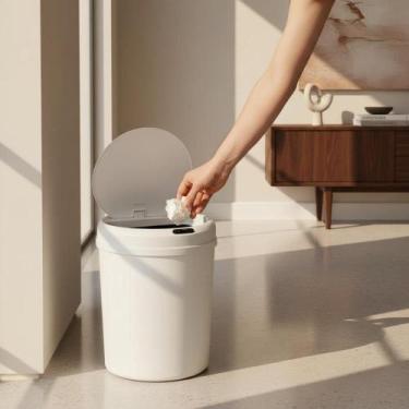 Imagem de Lixeira Automática 12L com Sensor Toque Recarregável Casa Cozinha Banh