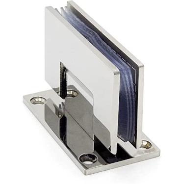 Imagem de Dobradiça de porta de vidro sem moldura, aço inoxidável, prata brilhante, pacote com 2 (Mirror 90)