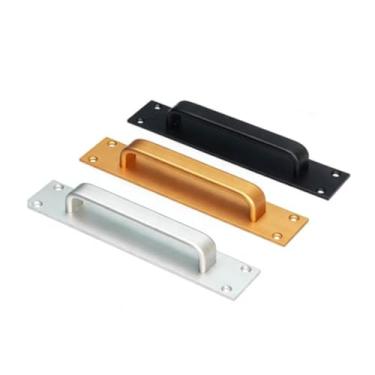 Imagem de Maçaneta da porta deslizante, maçaneta de alumínio montada com parafuso, hardware de substituição universal para portão de tela de celeiro, gaveta de vidro de bolso, porta de armário(Black)