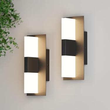 Imagem de Aoceley Luminária de parede LED externa de 31,5 cm, arandelas de alumínio 30W 3000K para varanda e pátio com abajur de acrílico fosco, lâmpada de parede externa IP65 à prova d'água para garagem, porta