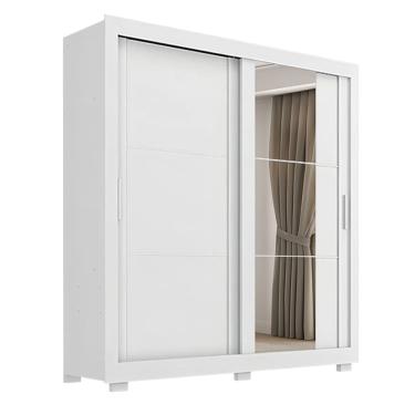 Imagem de Guarda Roupas Casal com Espelho 2 Portas de Correr 4 Gavetas Titanium Branco Zanzini