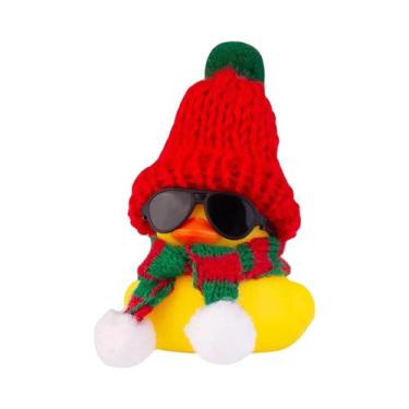Imagem de Enfeite De Carro De Pato De Borracha De Inverno Com Mini Chapéu E Cach