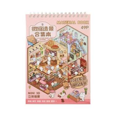 Imagem de Livro De Adesivos 3D Com Cenário De Cabana De Desenho Animado, Brinque