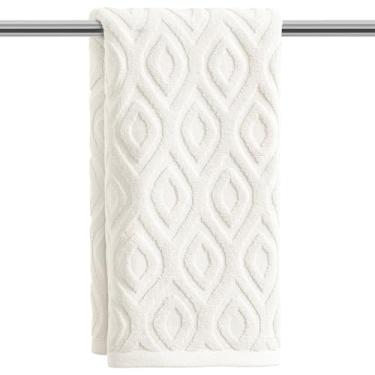 Imagem de Artoid Mode 1 peça de toalhas de mão jacquard de grade de diamante branco 3D para banheiro, 100% algodão macio absorvente toalha de decoração de banheiro, 14,7 x 29,5 polegadas