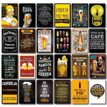 Imagem de Kit 24 Placas Decorativas Mdf Bebidas Frases Cervejas
