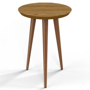 Imagem de Mesa De Apoio Redonda Pés Madeira Luna 530 Cumarú - Patrimar