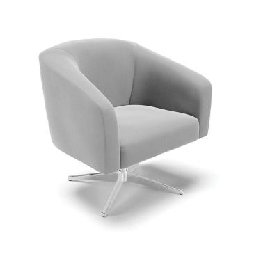 Imagem de Cadeira Sala De Jantar Giratória Base Cromada Stella Suede D03 - D'rossi Cor Cinza