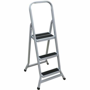 Imagem de Escada Leve E Forte Prata 3 Degraus - 013003 - Açomix