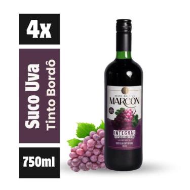 Imagem de kit 4 Suco de Uva Tinto Bordô Marcon 100% Natural 750ml