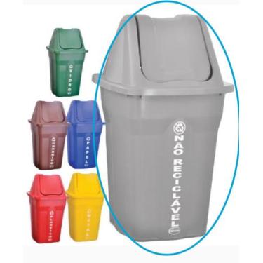 Imagem de Lixeira basculante com tampa coleta seletiva 60l santana - 1un - **cin