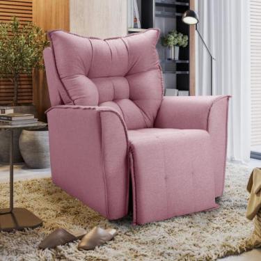 Imagem de Poltrona Reclinavel Do Papai Para Sala King Linho Rosê - Star Confort,