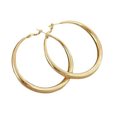 Imagem de Brincos De Argola Grandes Em Formato C Para Mulheres, Aço Inoxidável 3