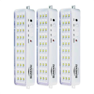 Imagem de Kit 3 Luminárias De Emergência Blumenau 30 Leds Recarregável Bivolt