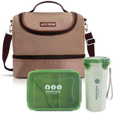 Imagem de Bolsa Térmica Lancheira Necessaire Alça Ombro Kit Marmita e Copo Box  