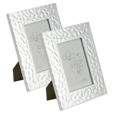 Imagem de Kit 2 Porta Retrato 10X15Cm Borda Larga Tipo Metalizada - Livon
