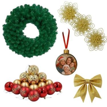 Imagem de Kit Guirlanda De Natal Com Enfeites Dourados E Vermelhos - Evolution