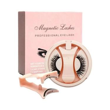 Imagem de Conjunto De Cílios Magnéticos 6D Rosa Feitos À Mão Reutilizáveis Com A