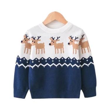 Imagem de Suéter De Natal Infantil Em Tricô, Pulôver De Algodão Macio Com Estamp