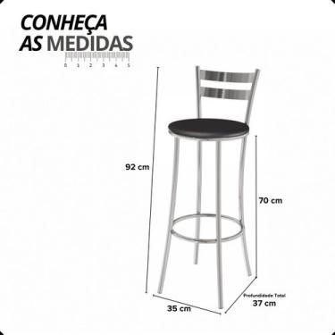 Imagem de Banqueta Alta Cromada para Bistrô - Kappesberg, Preto