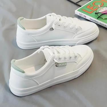 Imagem de Tênis Femininos Brancos Em Couro PU Respirável Para Corrida Verão Cami