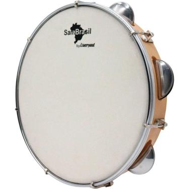 Imagem de Pandeiro 10 Premium Pele Branca Sambrasil Liverpool Amarelo