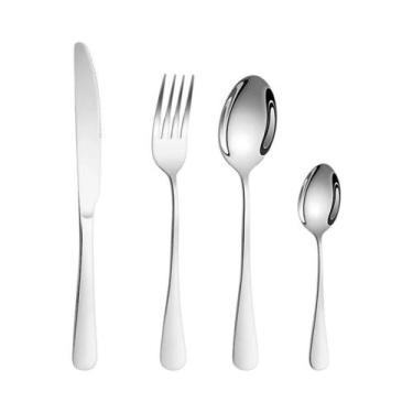 Imagem de Conjunto De Talheres De Aço Inoxidável Prateado 4/6/16/24 Peças Com Ca