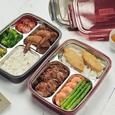 Imagem de Marmita De Pp E Aço Inoxidável Perfeita Para Adultos Três Compartimentos