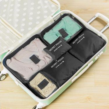 Imagem de Conjunto De Bagagem De Viagem Impermeável De 6 Peças - Preto