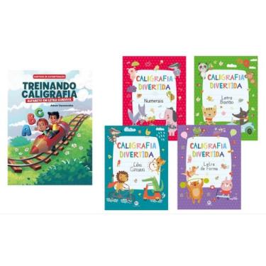 Imagem de Kit 5 Livros Cartilhas - Treinando Caligrafia Alfabeto Letra Cursiva e