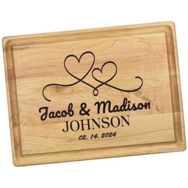 Imagem de Tábuas de corte de madeira personalizadas para cozinha - Tábua de corte de madeira de b...