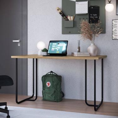 Imagem de Escrivaninha para Escritório 135cm Estilo Industrial Oak/Preto