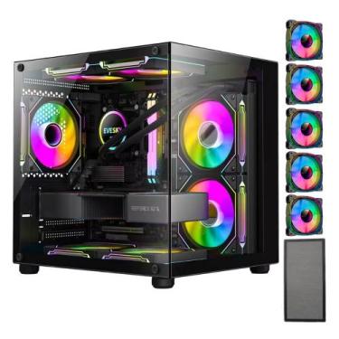 Imagem de Gabinete Gamer Aquário Com 5 Fans Rgb Micro Atx Mini Itx - HAYOM