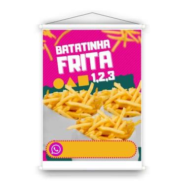Imagem de Banner em lona para Batata frita com preço editável. Uso interno e ext