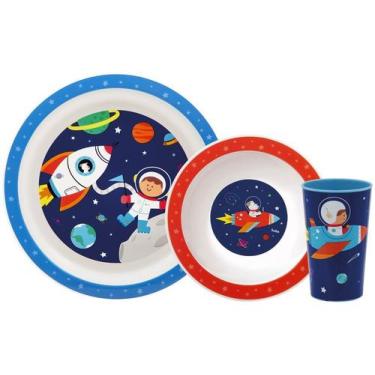 Imagem de Kit Refeição Infantil Buba Aventuras Astronauta - 3 Peças Azul, Azul, 