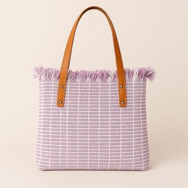 Imagem de Bolsa de Praia Grande Feminina Crochê Trançado para Resort com Alça Ro