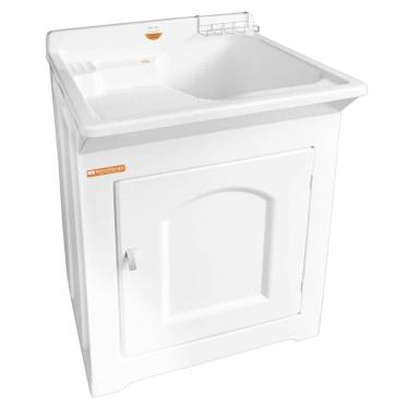 Imagem de Gabinete Tanque de Lavar Roupas 40L Stilofibra Lavanderia Tanquinho Área de Serviço Branco