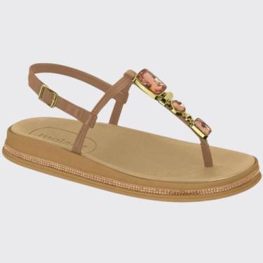 Imagem de Sandália Slide Feminina Flatform Papete Tiras Pedraria Moleca 5509.204