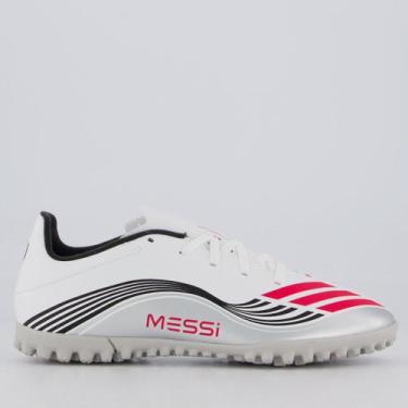 Imagem de Chuteira Adidas F50 Messi Club Society Branca e Prata, 43