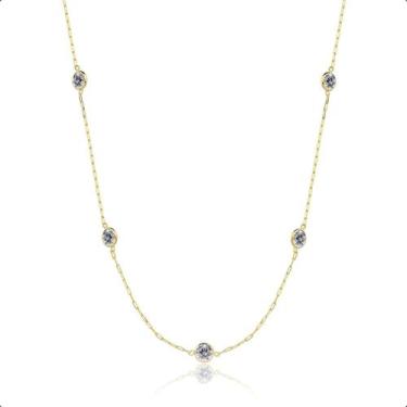 Imagem de Colar Ouro 18k Zircônias Coloridas 5mm 60cm - Paulistana Joias, Branco