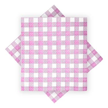 Imagem de Guardanapo De Papel Xadrez Rosa 30cm X 31cm - 50 Unidades
