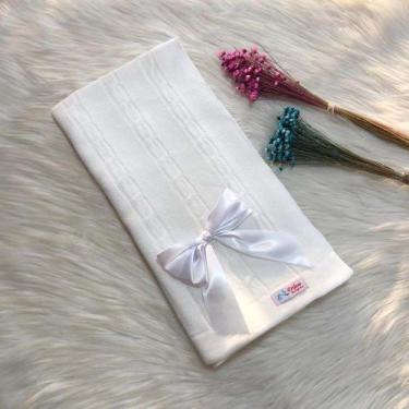 Imagem de Manta Bebe Trico Laço Removível Trança Maternidade Tricot - Mimo da Ce