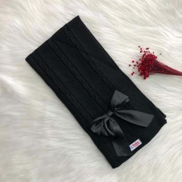 Imagem de Manta Bebe Trico Laço Removível Trança Maternidade Tricot - Mimo da Ce