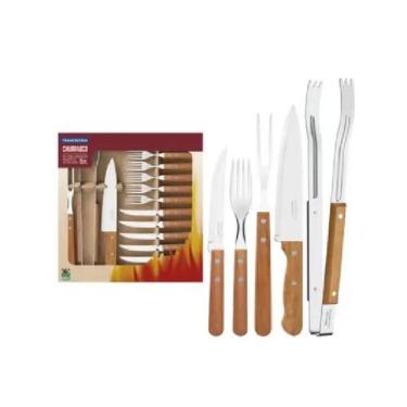 Imagem de Kit para Churrasco 15 Peças em Inox com Cabo de Madeira - Tramontina