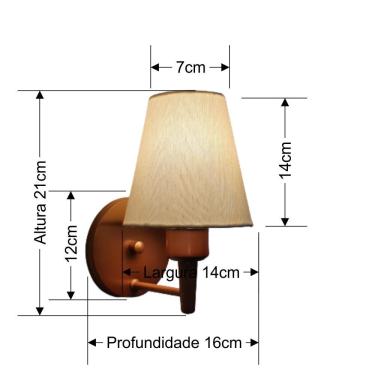 Imagem de Arandela Cone Md-2004 Base Cobre Cúpula Em Tecido 14-14x07cm Algodão Crú - Bivolt