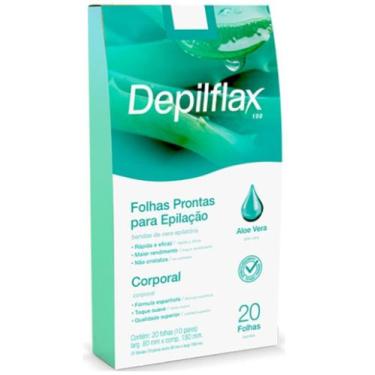 Imagem de Folhas Prontas para Depilaçao Corporal Depilflax Aloe Vera 20 unidades