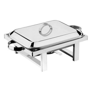 Imagem de Rechaud 100% Inox Compacto Com Tampa 2,5 L Buffet Alcool Gel - Zanella