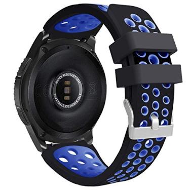 Imagem de Pulseira 22mm Esportiva compatível com Samsung Galaxy Watch 3 45mm - Galaxy Watch1 46mm - Gear S3 Frontier - Amazfit GTR 47mm - Amazfit GTR 2 - Amazfit GTR 3 PRO - Marca LTIMPORTS (Preto/Azul)