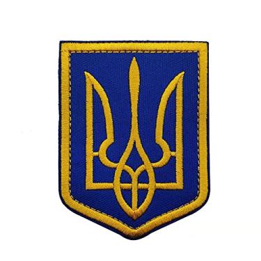 Imagem de Remendos de emblema de mapa da bandeira ucraniana, braçadeira trident UKR bordada para costura em mochila mochila roupas mangas jaquetas bonés uniforme casaco chapéu (logotipo trident)