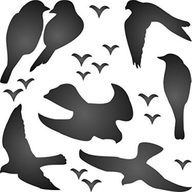 Imagem de Estêncil de pássaros estêncil reutilizável para pintura - melhor qualidade pássaros amor pássaros falcões - uso em paredes, pisos, tecidos, vidro, madeira, cartões e muito mais..., S, 1