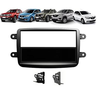 Imagem de Moldura De Painel 1 Din Renault Kwid Oroch Duster Sandero Logan Automatico 2012 Em Diante - Preto